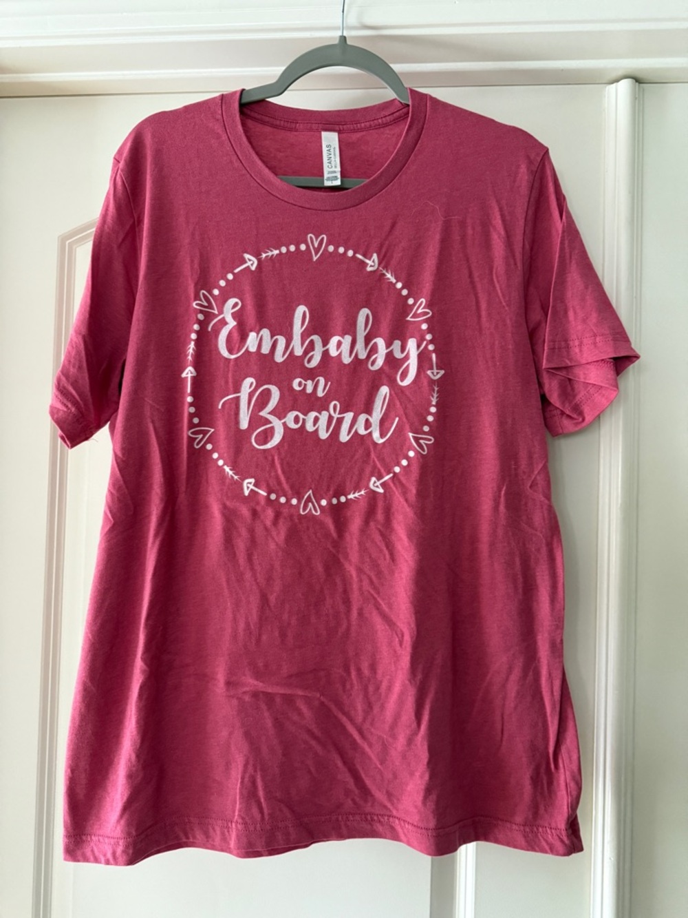 Bella Canvas Raspberry Pink "Embaby on Board" Short Sleeve Tee